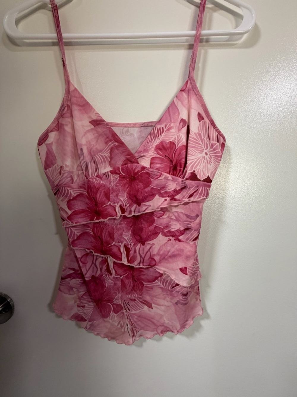 Pink Floral Spaghetti-Strap Cami Top